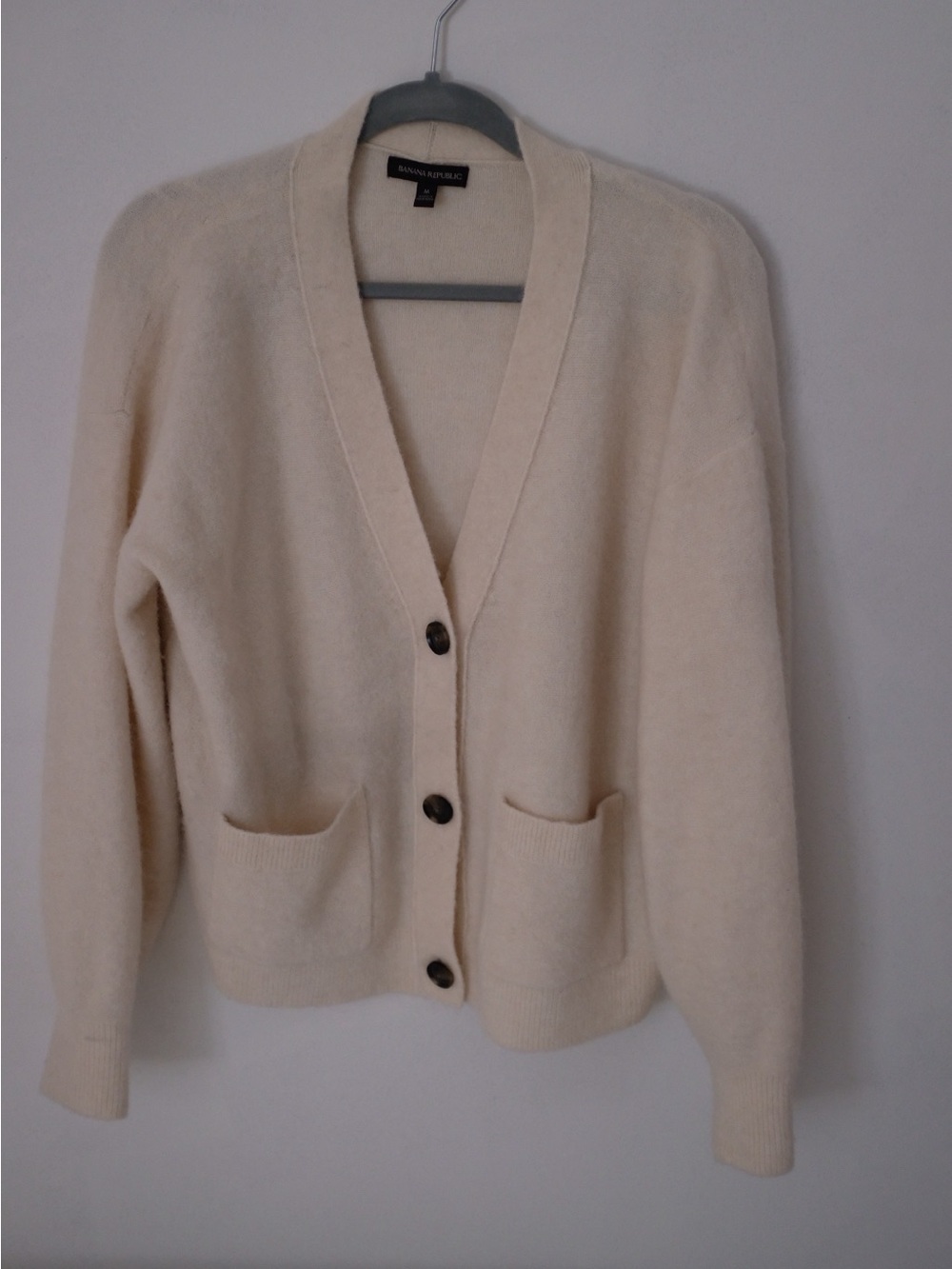 Banana Republic Cream Button-Front V-Neck Cardigan